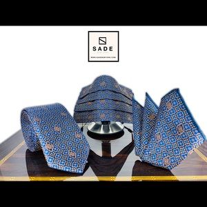 Perfect Matching Navy Blue, Brown Face Mask Set